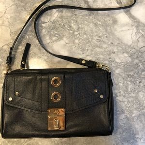 Milly black leather cross body. Gold hardware. NWT